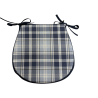 Highland Check Denim Classic D Sitzkissen | Blau kariertes D-förmiges Sitzkissen