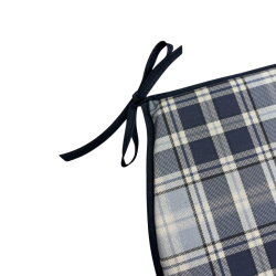 Highland Check Denim Classic D Sitzkissen | Blau kariertes D-förmiges Sitzkissen