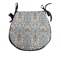 Coussin d'assise en forme de D en denim Snakeshead | Coussins d'assise en forme de D William Morris