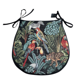 Coussins de siège en forme de D motif tapisserie forêt tropicale noire | Coussins de siège classiques en forme de D