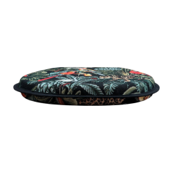 Coussins de siège en forme de D motif tapisserie forêt tropicale noire | Coussins de siège classiques en forme de D