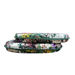 Coussins d'assise en velours Rhapsody en forme de D | Coussins d'assise classiques en velours à motif floral en forme de D