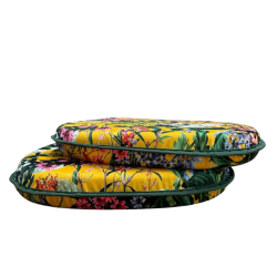 Coussins d'assise en velours en forme de D pour la Saint-Jean | Coussins d'assise en velours à motifs floraux en forme de D