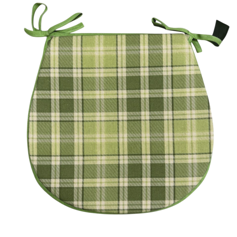 Highland Check Green D Shaped Seat Pads | Tartan D Shaped Seat Pads