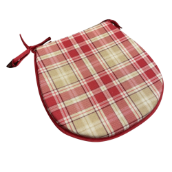 Highland Check Red D Shaped Seat Pads| Red Tartan D Shaped Seat Pads |