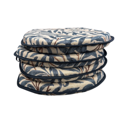 Coussin d'assise en forme de D, motif branches de saule bleu azur | Coussins d'assise en tapisserie en forme de D |