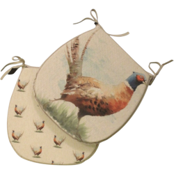 Pheasant Reversible 'D' Shape Seat Pads | Set of 2,4 6 or 8 Chair Pads