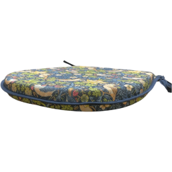 Coussin de siège en forme de D Strawberry Thief Navy | Coussin de siège en forme de D à motif floral bleu