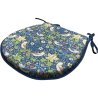 Coussin de siège en forme de D Strawberry Thief Navy | Coussin de siège en forme de D à motif floral bleu