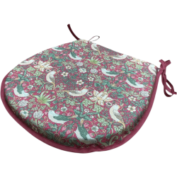 D Shaped Seat Pad Strawberry Thief Crimson | Red Floral D Shape Seat Pad
