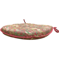 D Shaped Seat Pad Strawberry Thief Crimson | Red Floral D Shape Seat Pad
