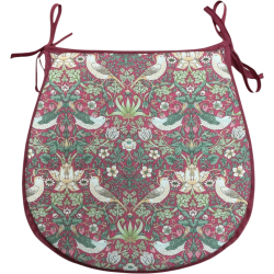 D Shaped Seat Pad Strawberry Thief Crimson | Red Floral D Shape Seat Pad