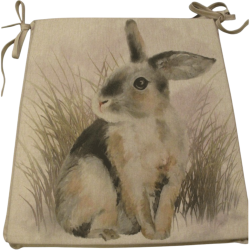 Grands coussins de chaise carrés réversibles à motif lapin | Lot de 2, 4, 6 ou 8 coussins de chaise