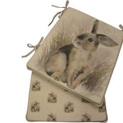 Large Rabbit Reversible Square Seat Pads | Set of 2,4,6 or 8 Chair Pads