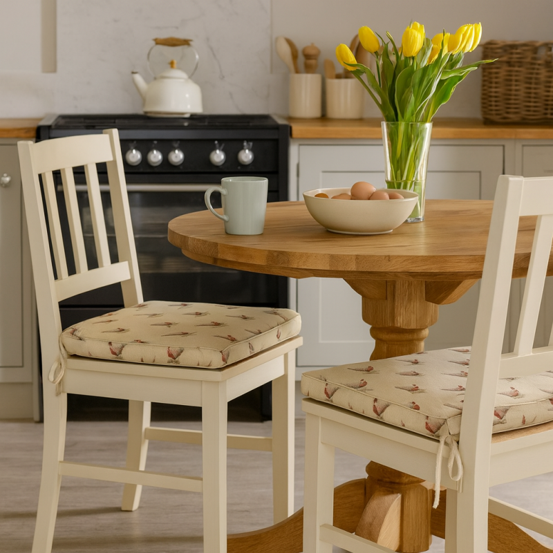 Small Pheasants Square Seat Pads | Set of 2,4,6,8 Chair Pads | 2 sided