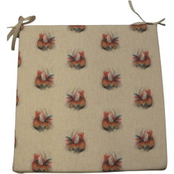 Small Roosters Reversible Square Seat Pads | Set of 2,4,6,8 Chair Pads