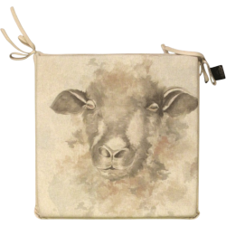 Coussin de siège carré réversible motif mouton | Lot de 2, 4, 6 ou 8 coussins pour chaises de campagne