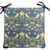 Coussin de siège carré Strawberry Thief Navy | Coussins de siège carrés rouges avec attaches