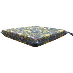 Square Seat Pad Strawberry Thief Navy | Red Square Seat Pads With Ties