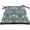 Quadratisches Sitzkissen Strawberry Thief Navy | Rote quadratische Sitzkissen mit Bändern