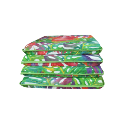 Square Seat Pad Tropical Leaves | Modern Multicoloured Square Seat Pads