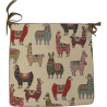 Coussins de siège carrés à motif lama en tapisserie | Coussins de siège carrés à motif animal en tapisserie