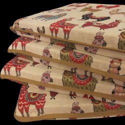 Coussins de siège carrés à motif lama en tapisserie | Coussins de siège carrés à motif animal en tapisserie