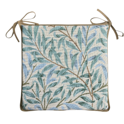 Coussin d'assise carré à motifs de branches de saule et d'embruns | Coussins d'assise à motifs