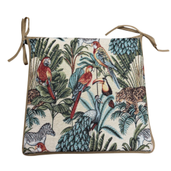 Coussins de chaise carrés en tapisserie naturelle de forêt tropicale | Coussins de chaise de forme carrée