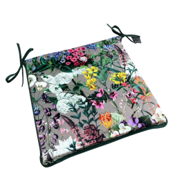Square Shaped Floral Velvet Chair Pads | Floral Square Seat Pads
