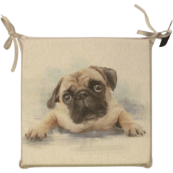 Large Pug Reversible Square Seat Pads | Set of 2, 4, 6 or 8 Chair Pads