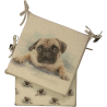Große Pug Wende-Sitzkissen im Quadrat | Set mit 2, 4, 6 oder 8 Stuhlkissen