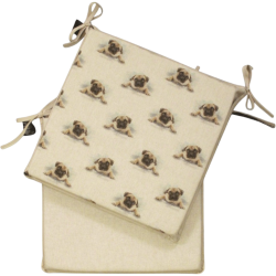 Petits coussins de chaise carrés réversibles pour carlins | Lot de 2, 4, 6 ou 8 coussins