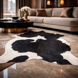 Black and White Cowhide Rug | Extra, Extra Large Cow Hide | Black and Off-White  Cow Skin Rug