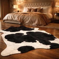 Black and White Cowhide Rug | Extra, Extra Large Cow Hide | Black and Off-White  Cow Skin Rug