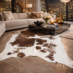 Extra Large Brown & White Cowhide Rug | X/Large Natural Cow Hide