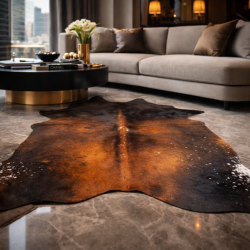 Tapis en peau de vache marron grand format | Grande peau de vache marron | Poils naturels
