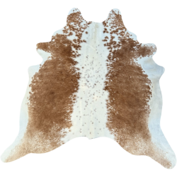 Tapis en peau de vache beige et blanc cassé | Très grand tapis en peau à poils