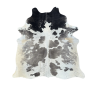 Tapis extra large en peau de vache noire, grise et blanche | Tapis en peau à poils extra large