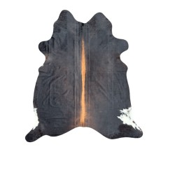 Grand tapis en peau de vache noire et brune | Peau de vache marron foncé | Poils foncés