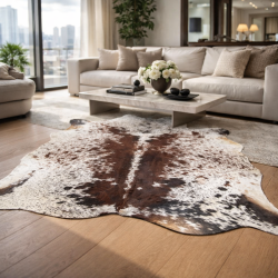 Large Brown Speckled Cowhide Rug | Speckled Cowskin | Hair on Hide Rug