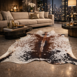 Large Brown Speckled Cowhide Rug | Speckled Cowskin | Hair on Hide Rug