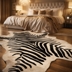 X/Großes bedrucktes Zebrafell | Schwarz-weißes Zebrafell-Teppich |