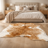 Large Tan & White Cowhide Rug | Tan & White Cowskin | Tan Hair on Hide