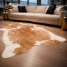 Large Tan & White Cowhide Rug | Tan & White Cowskin | Tan Hair on Hide