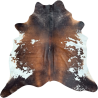 Grande peau de vache naturelle | Tapis en peau de vache marron et blanche | Poils bruns sur la peau