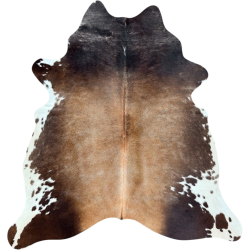 Large Natural Cowhide | Brown & White Cow Hide Rug| Brown Hair on Hide