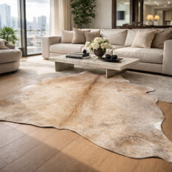 Large Brown/Beige Cowhide Rug | Pale Brown Cowskin | Large Hair on Hide