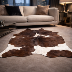 Large Brown & White Cowhide Rug| Brown & White Cowhide | Large Cowhides