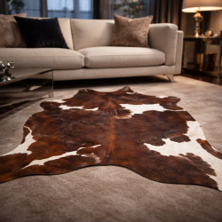 Large Brown & White Cow Hide Rug| Brown & White Cowhide | Large Cowhides
